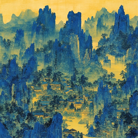 群山间的村落全景