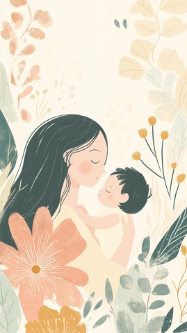 母亲怀抱婴儿温馨画面