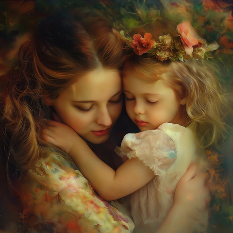 女人拥抱女孩给予保护