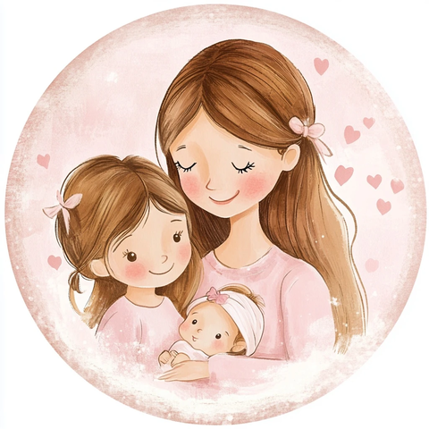 妈妈与两女儿温馨时光