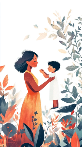 母亲站在孩子背后被表扬