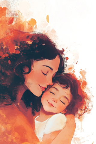 女人与小孩微笑互动