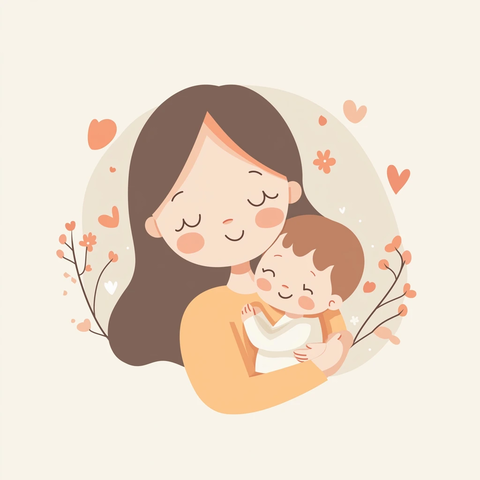 母子卡通形象设计