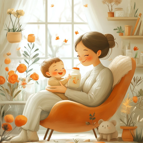 宝宝喂奶温馨场景