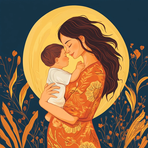 母子相拥温馨画面