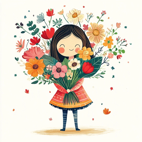 女孩生日花束贺卡