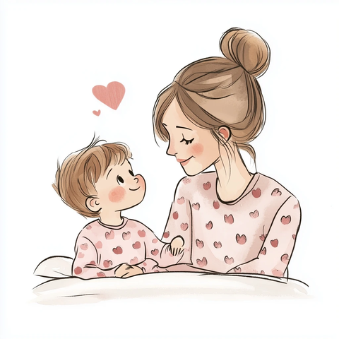 妈妈哄宝宝睡觉温馨场景