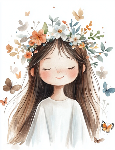花冠女孩与蝴蝶