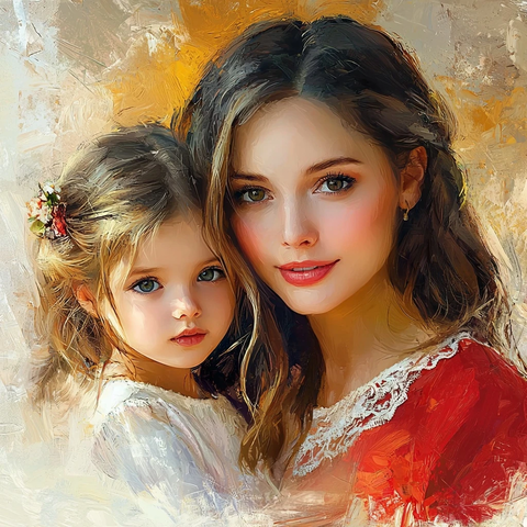 母子油彩肖像背景图