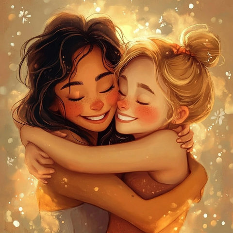 真诚友谊温暖微笑拥抱