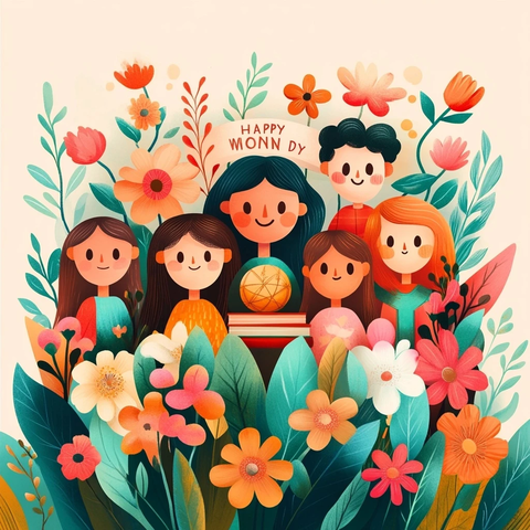 国际妇女节鲜花绽放庆祝场景