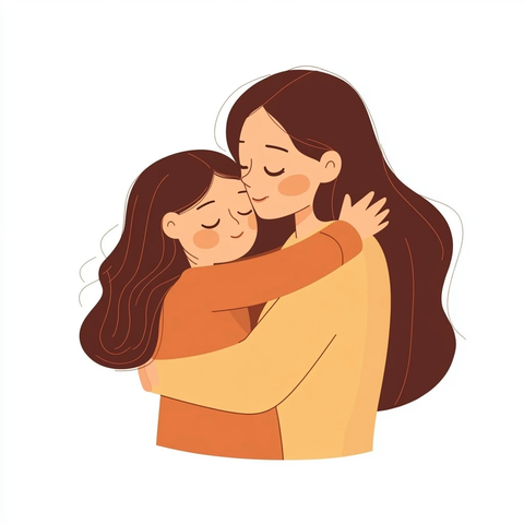 母亲拥抱安慰女孩