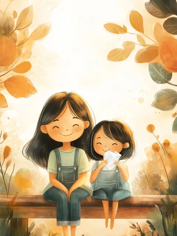 女孩递纸巾给同学