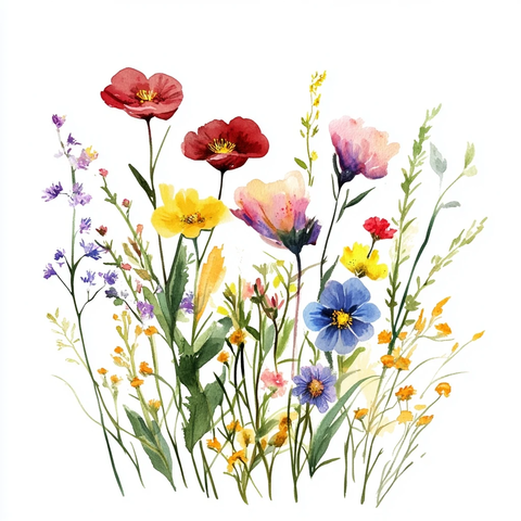 水彩野花矢量剪贴画