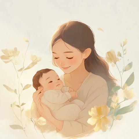 母亲怀抱婴儿温馨瞬间