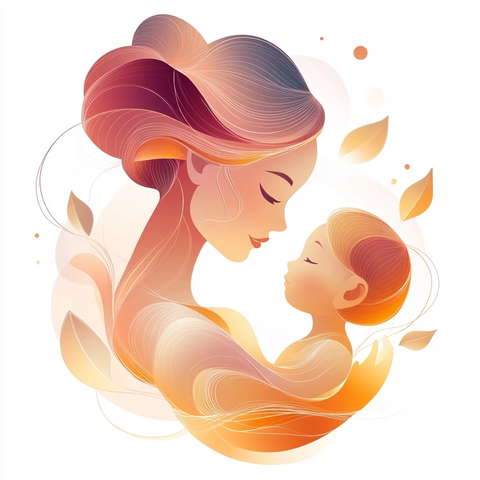 母子拥抱简约半圆设计