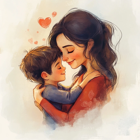 自闭症儿童拥抱母亲