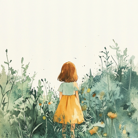 女孩观虫童趣时光