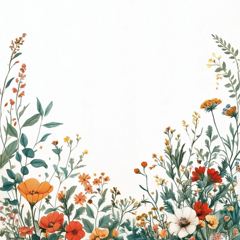 野花叶子边角装饰图案