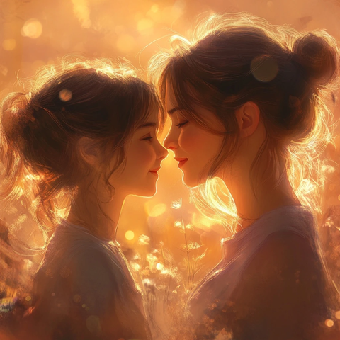 母女相视温馨瞬间