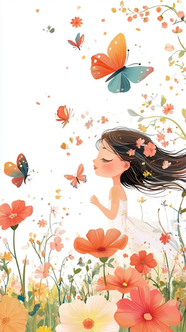 听诊器花朵蝴蝶卡通图案