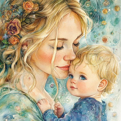 母亲抱婴儿回忆温馨瞬间