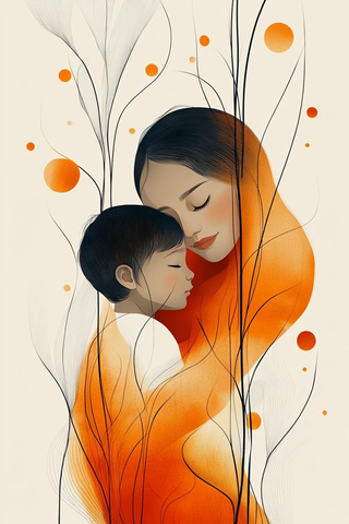 父母与孩子拥抱融合