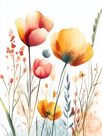 圆圈与花朵静物画