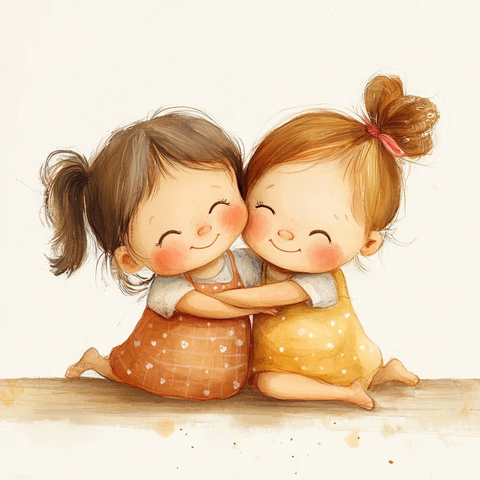 宝宝女孩朋友玩耍