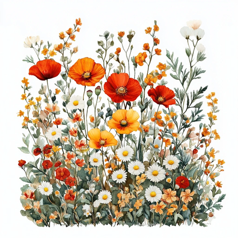 秋日野花绘画图案