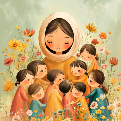 母亲节贺卡与温馨家庭场景