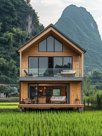 山间木屋建筑外景