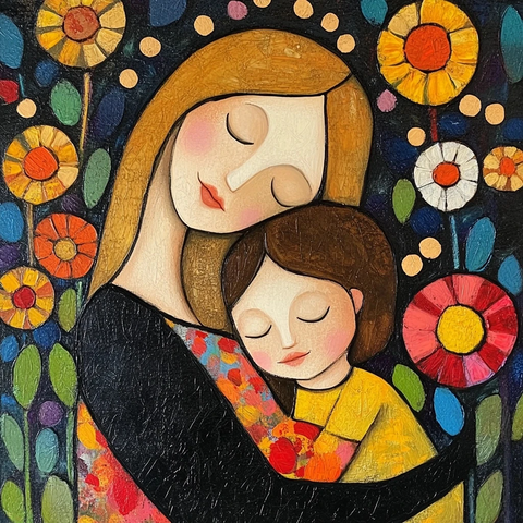 母亲节母子简约艺术