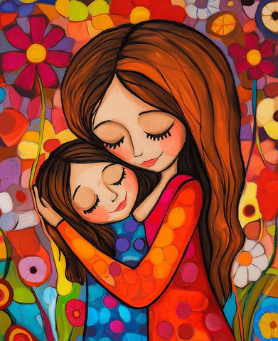 母女情深卡通插画