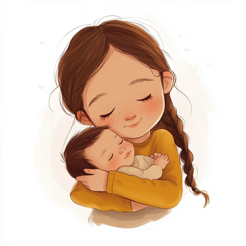 女孩抱弟弟