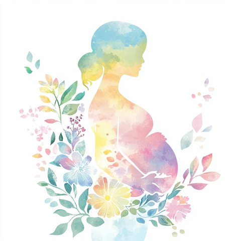 孕妇鲜花水彩插画