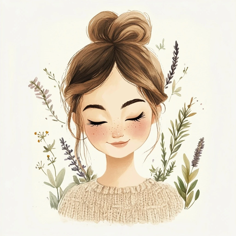 女孩眨眼睫毛花草女神