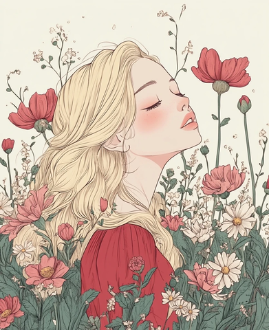 公主与花朵插画