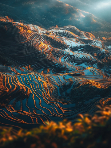 俯瞰壮丽的梯田风光