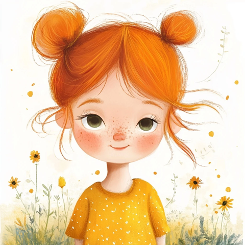 小女孩看书插画