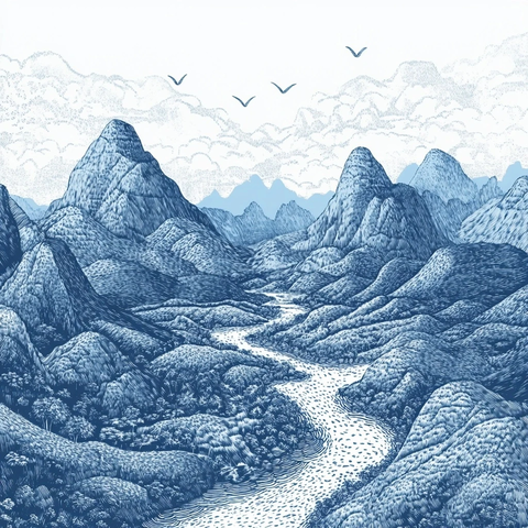 壮观的山川河流风景图