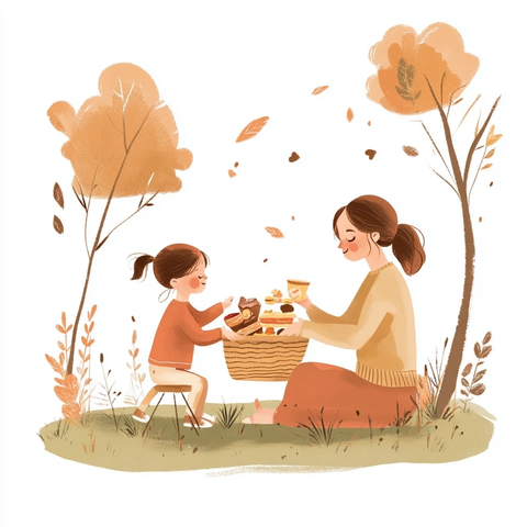 母子公园分享美食