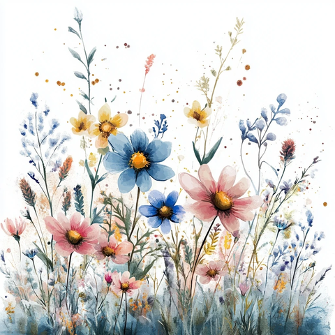 波西米亚野花水彩画