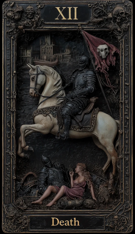 死亡骑士骑白马持白玫瑰旗