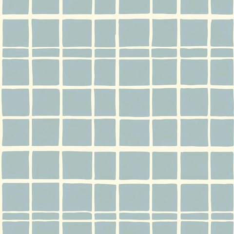 浅蓝背景奶油色网格图案