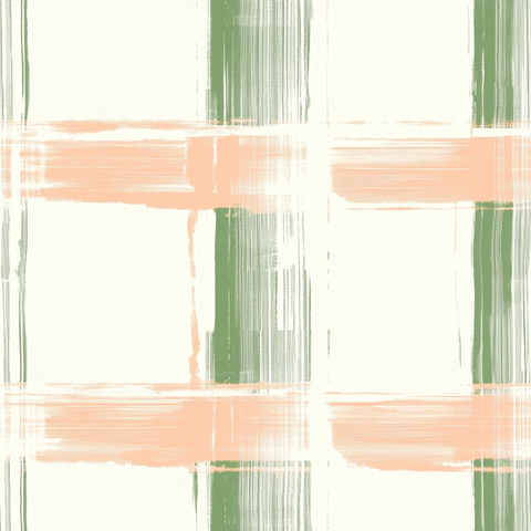 绿桃格纹手绘壁纸
