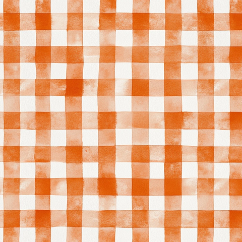 水彩风格橙色格纹重复图案