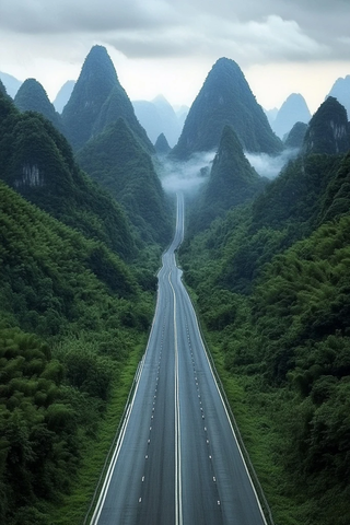 山间公路远景图