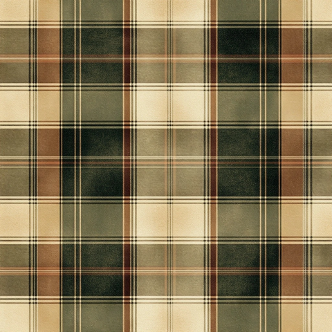 奶油绿棕色格纹布料图案