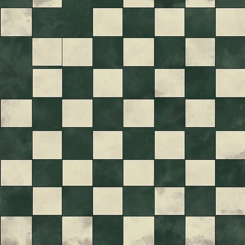 森林绿与亚麻色棋盘图案